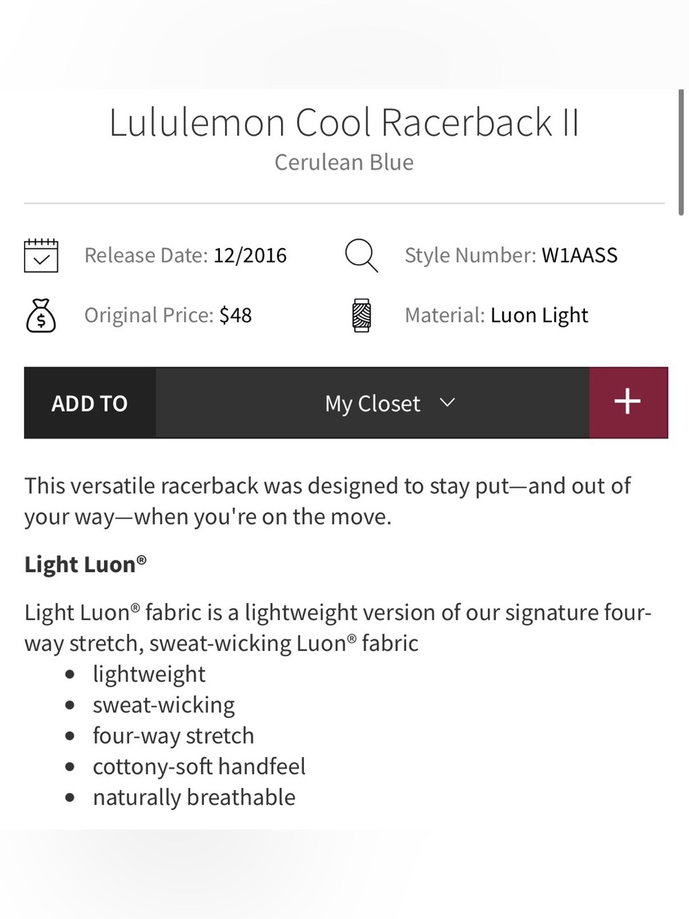 Lululemon Cool Racerback II in Cerulean Blue - Picture 7 of 7